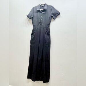 DownEast Gray and Black Polo Jumpsuit